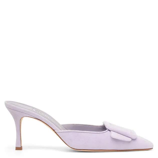 Manolo Blahnik Maysale 70 lilac suede mules