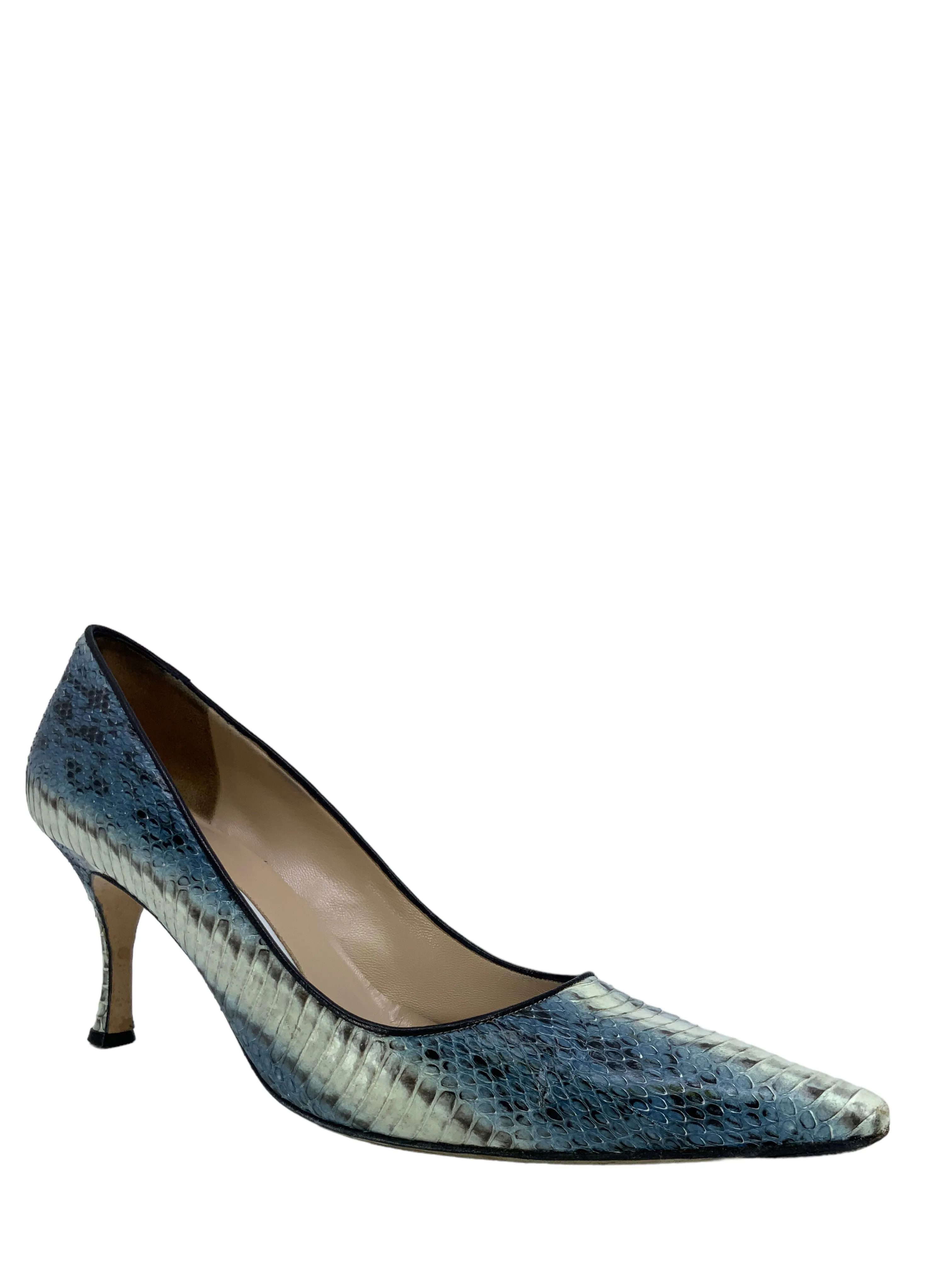 Manolo Blahnik Newcio Snakeskin Pumps - Size 9.5