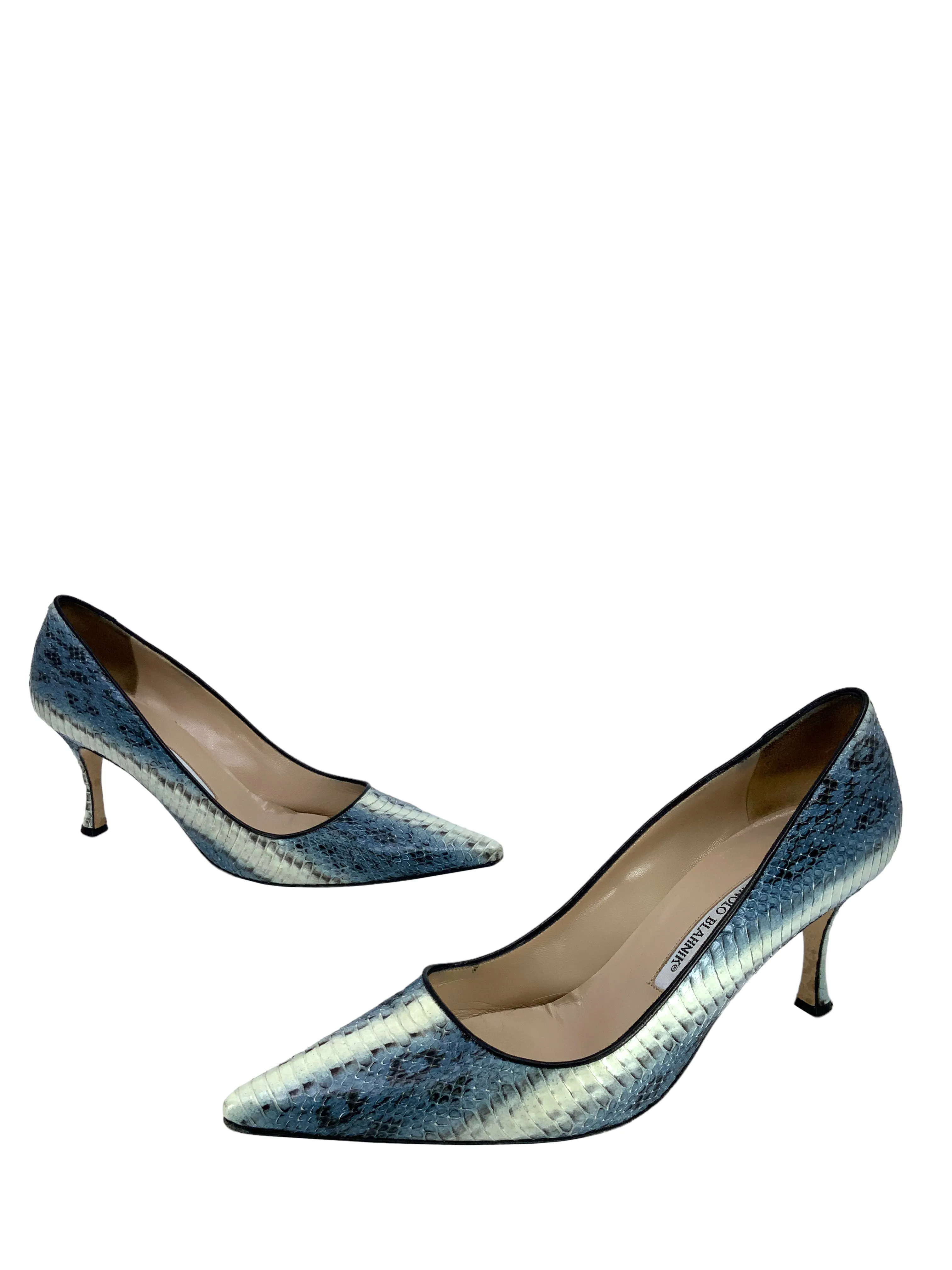 Manolo Blahnik Newcio Snakeskin Pumps - Size 9.5