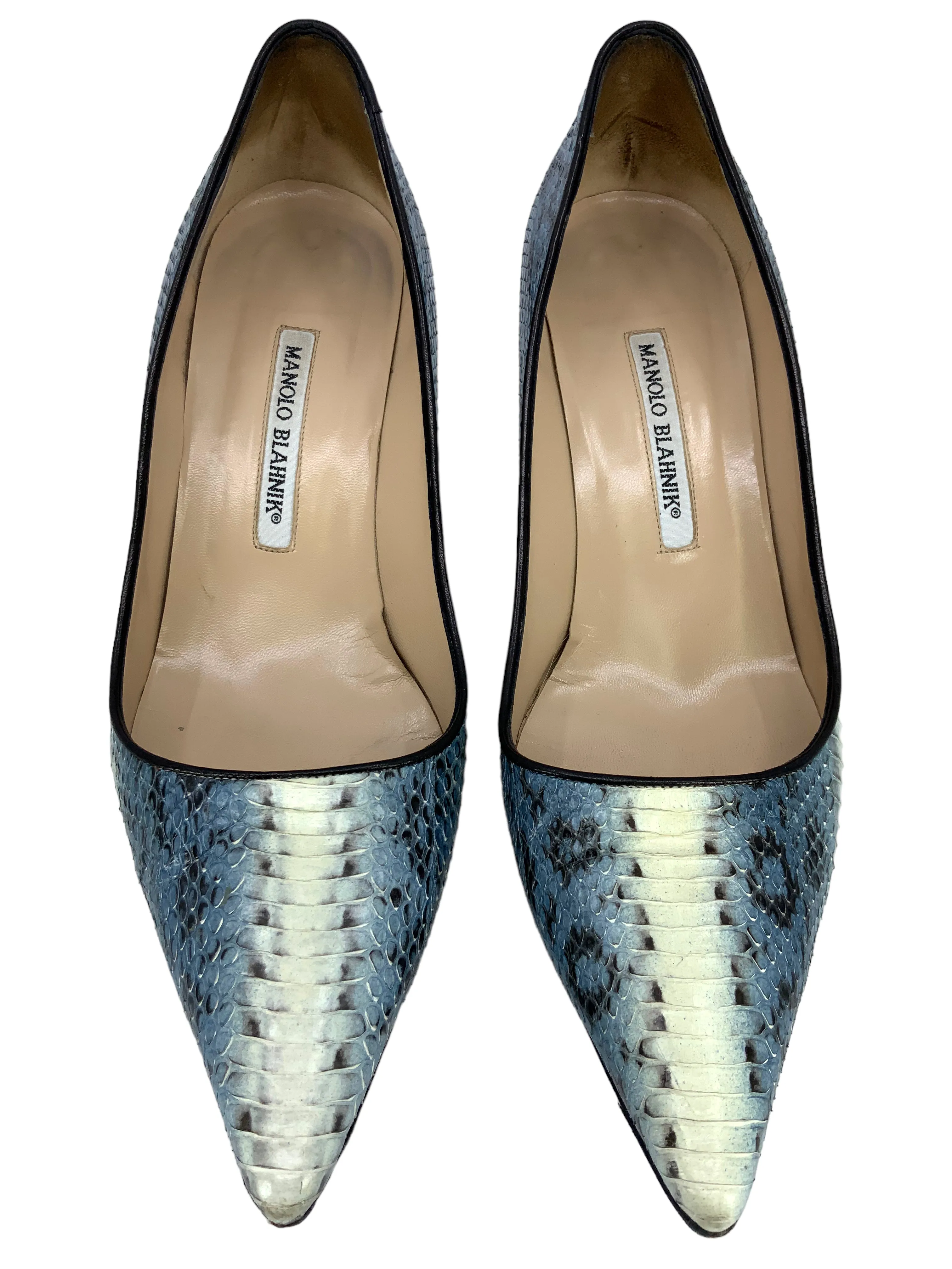 Manolo Blahnik Newcio Snakeskin Pumps - Size 9.5