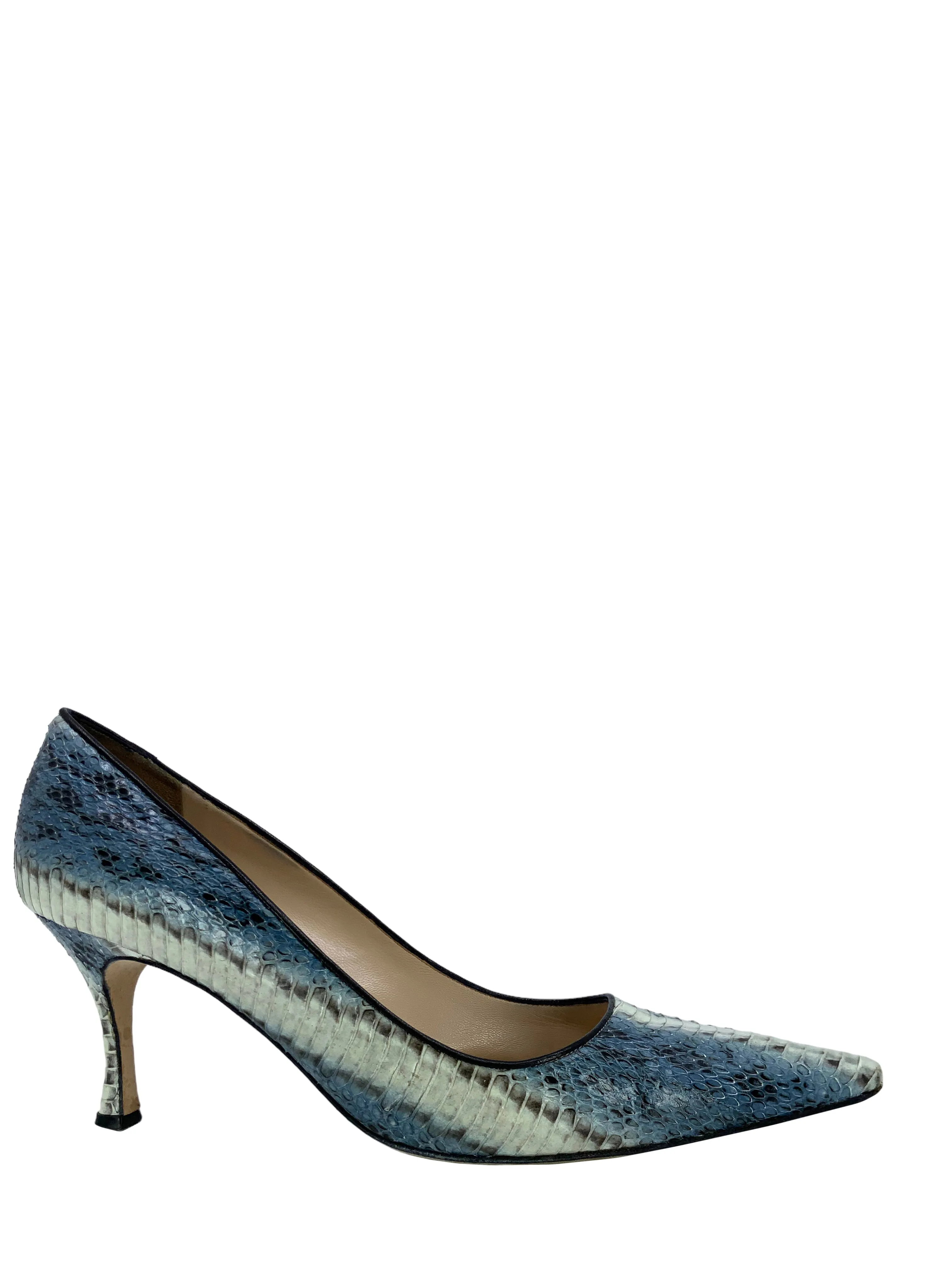 Manolo Blahnik Newcio Snakeskin Pumps - Size 9.5