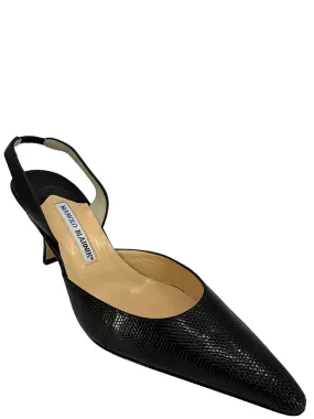 Manolo Blahnik Reptile Skin Slingback Heels