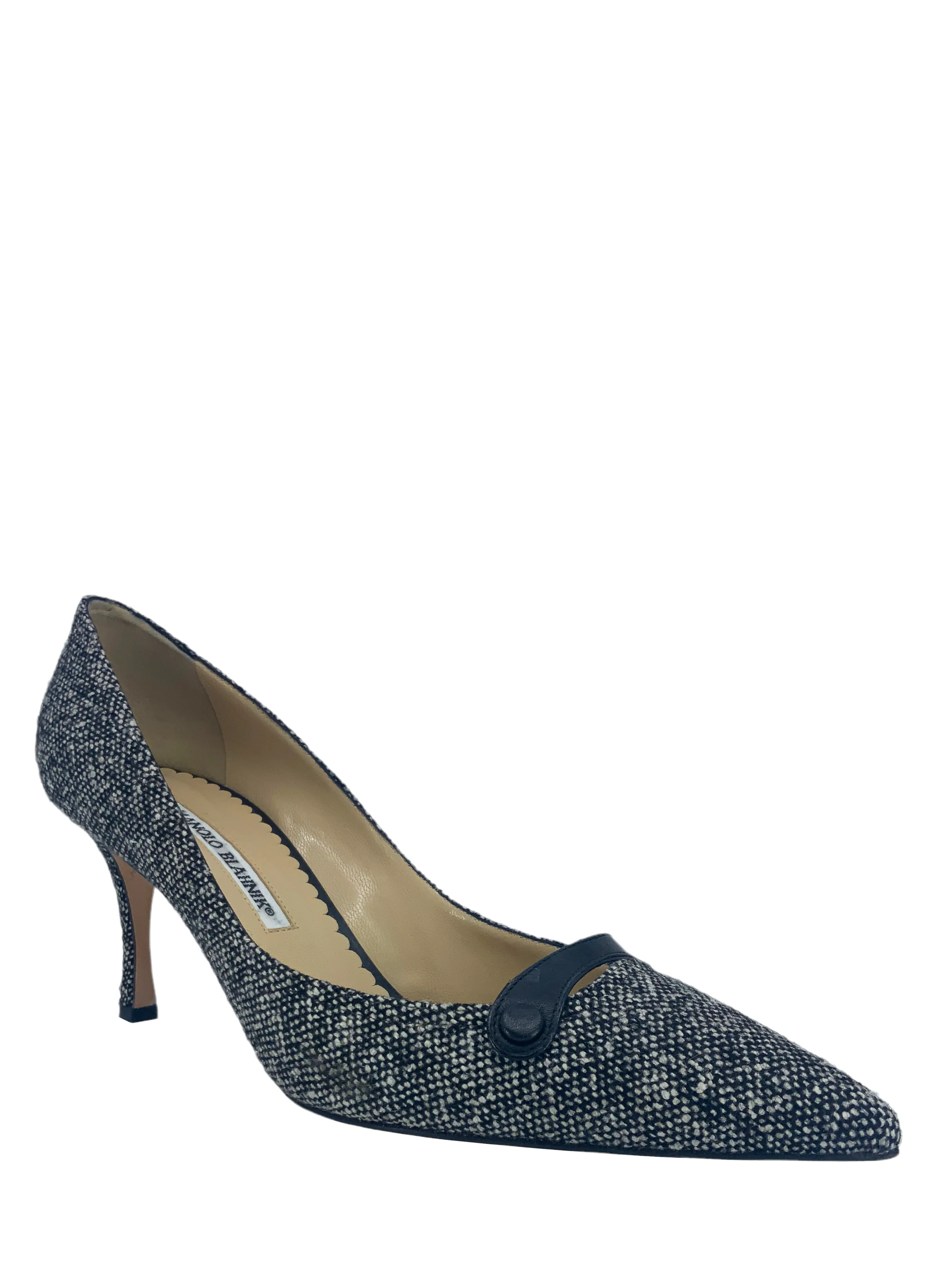 Manolo Blahnik Tweed Pumps Size 9.5 - Women's Designer Shoes