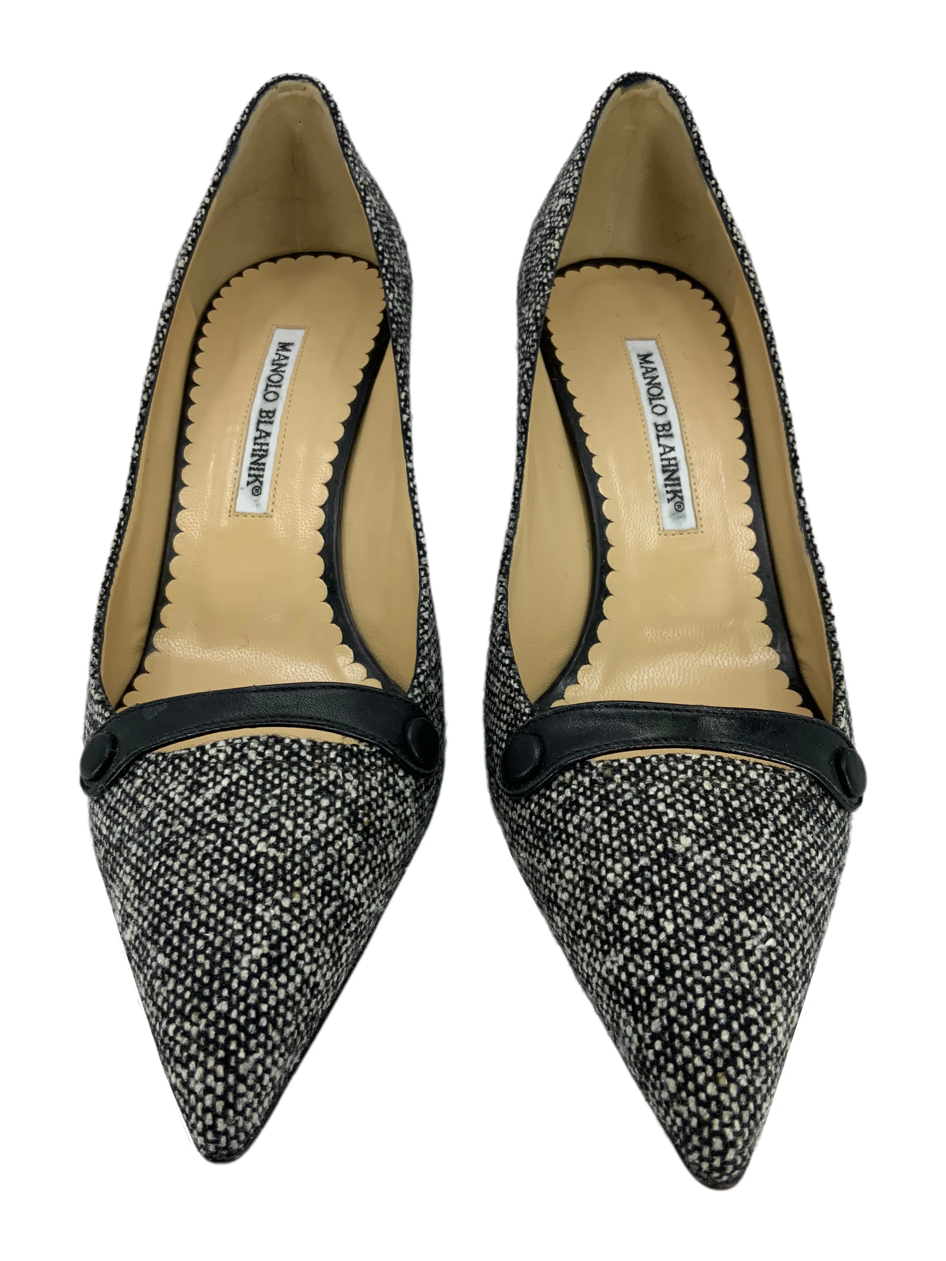 Manolo Blahnik Tweed Pumps Size 9.5 - Women's Designer Shoes