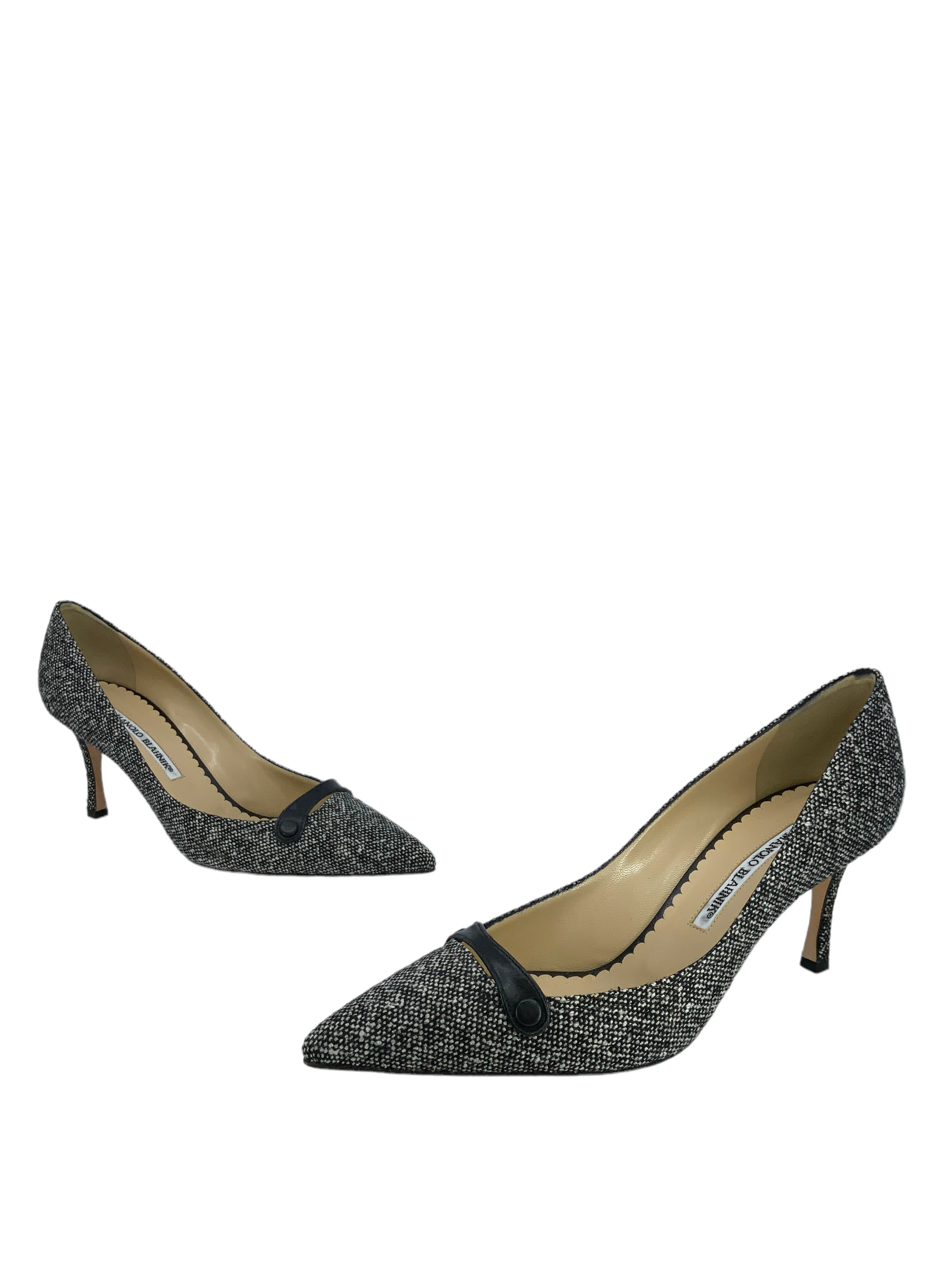 Manolo Blahnik Tweed Pumps Size 9.5 - Women's Designer Shoes