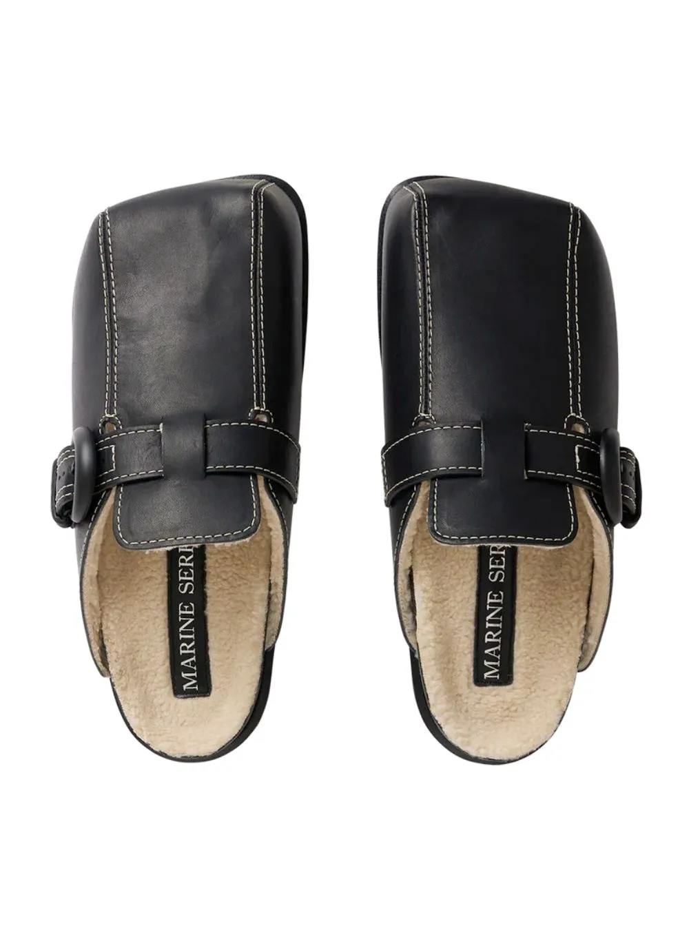 MARINE SERRE | Square Toe Leather Mules