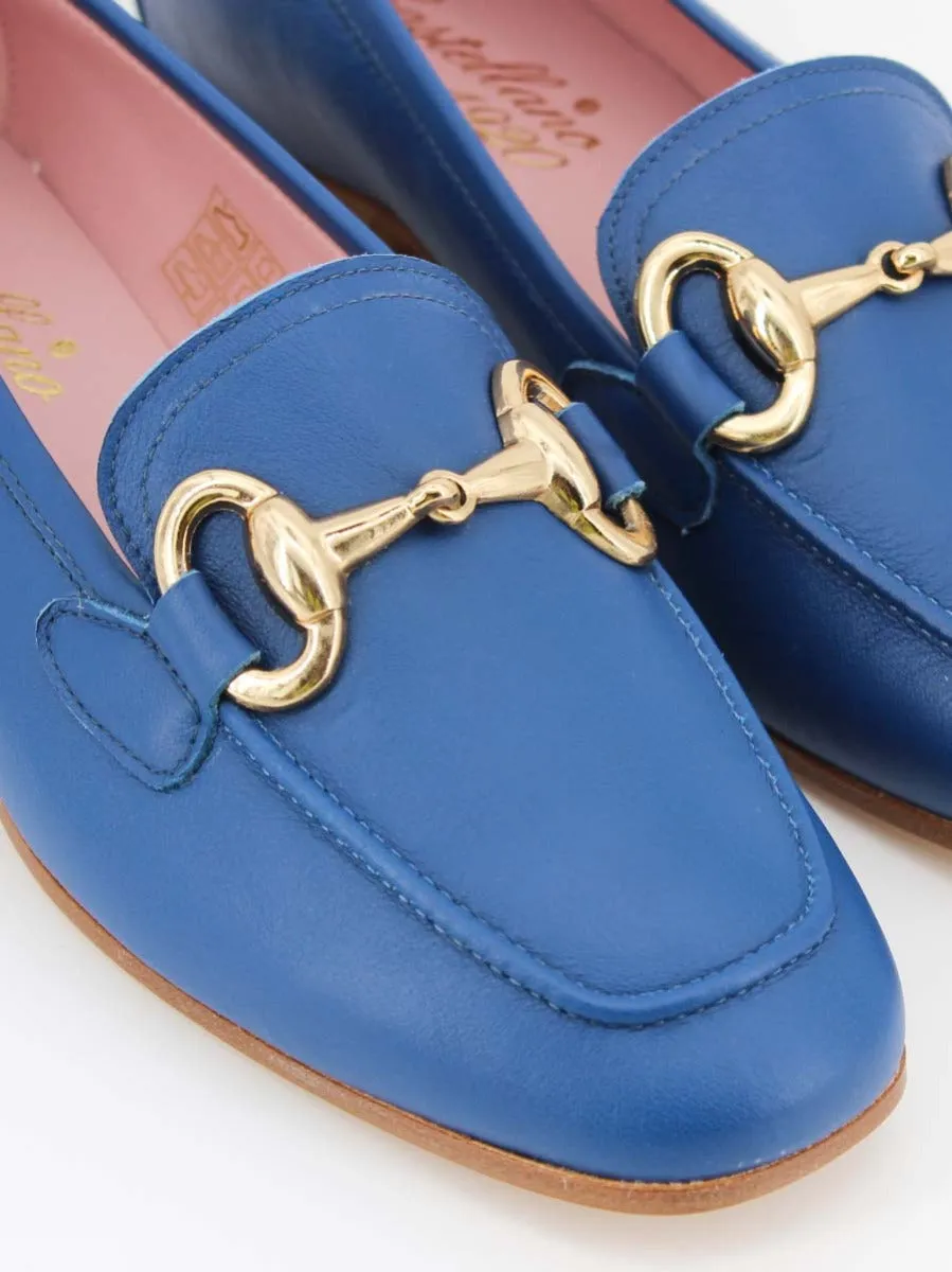 Marittima women's blue leather moccasins