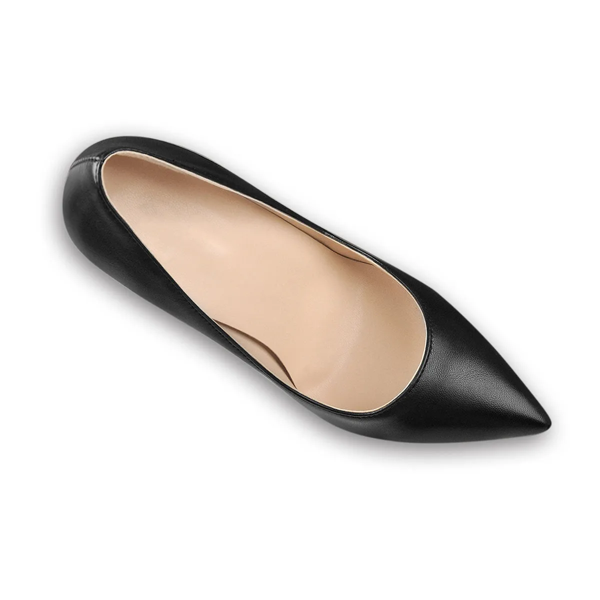 Classic Elegant Matte Black Chunky Heel Pointed Toe Pumps