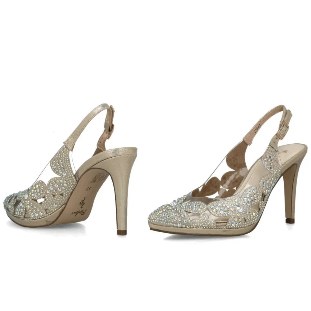 Menbur 23640 Gold Diamante Perspex Heels