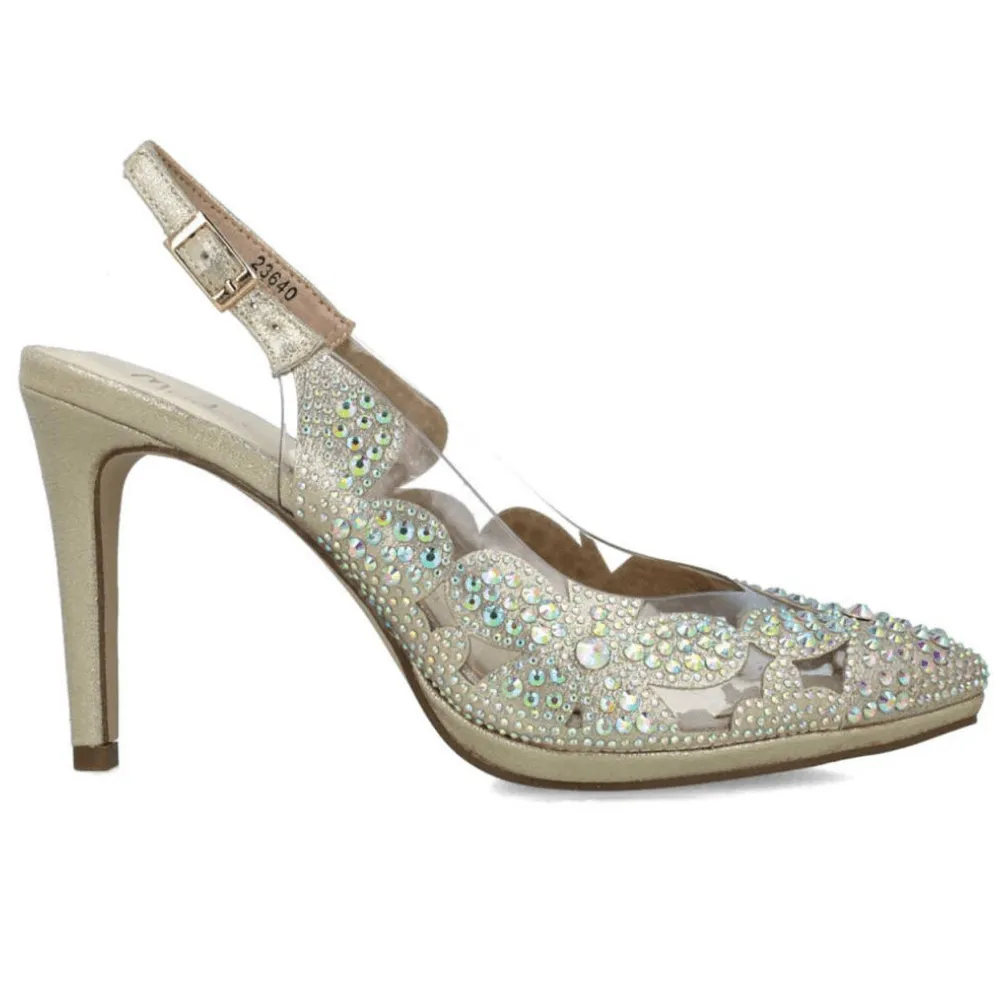 Menbur 23640 Gold Diamante Perspex Heels