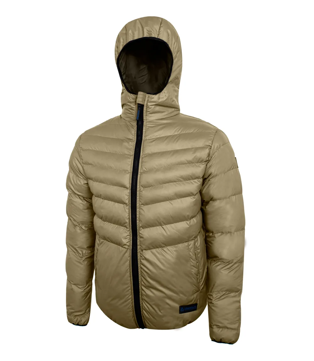 Mens Beige Puffer Jacket with Hood