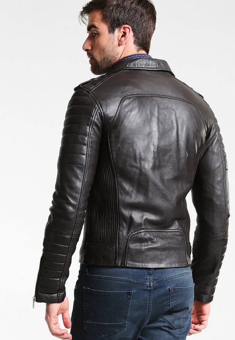 Men’s Black Leather Biker Jacket