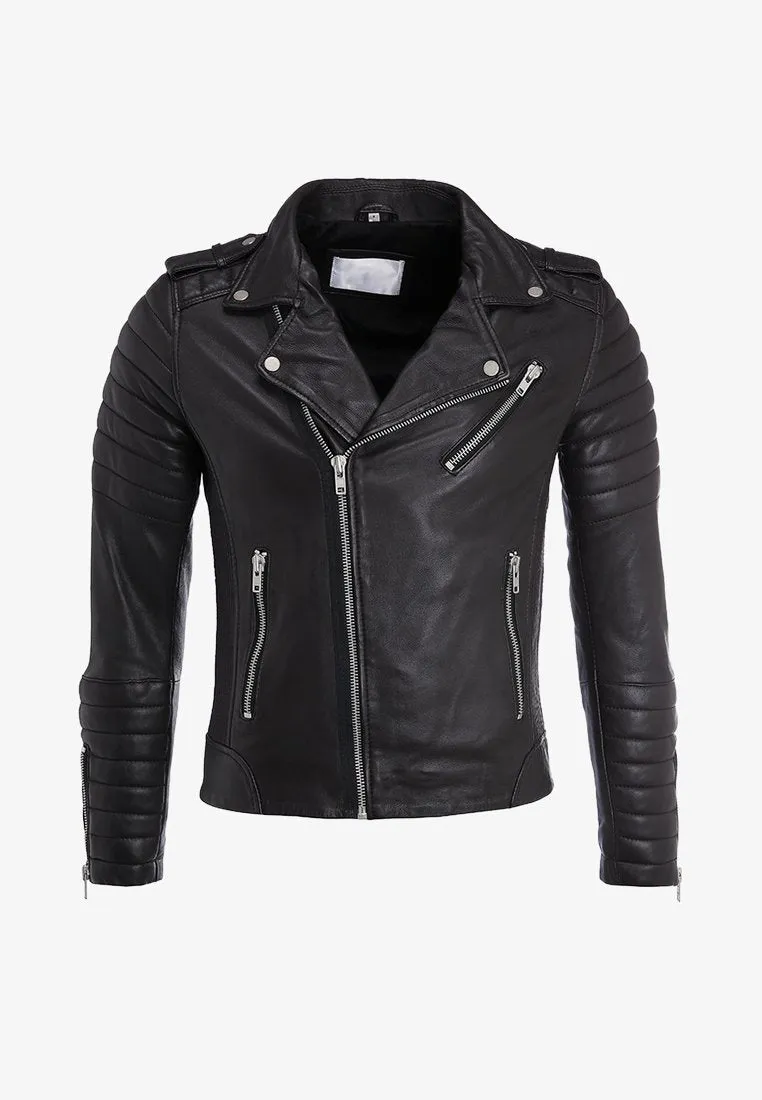 Men’s Black Leather Biker Jacket