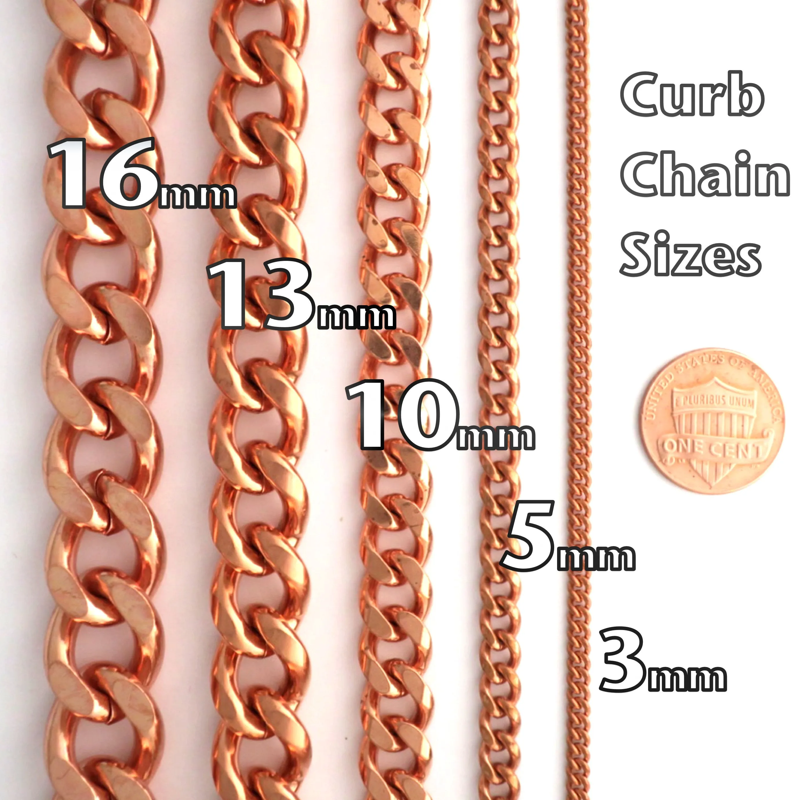 Men's Copper Chain Set Chunky 16mm Copper Cuban Curb Chain Set SET162 Solid Copper 20 Inch Copper Necklace Matching Bracelet Cha