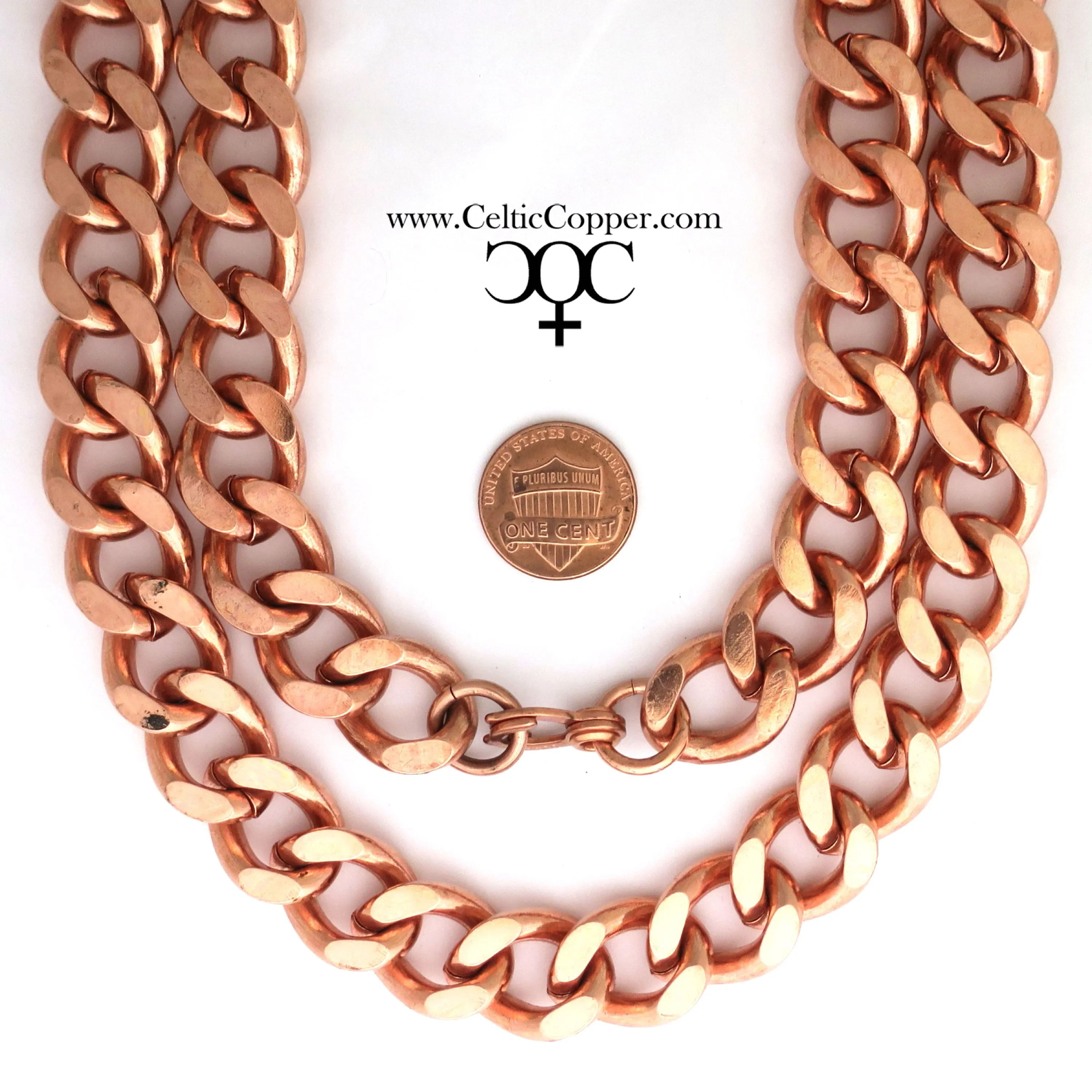 Men's Copper Chain Set Chunky 16mm Copper Cuban Curb Chain Set SET162 Solid Copper 20 Inch Copper Necklace Matching Bracelet Cha