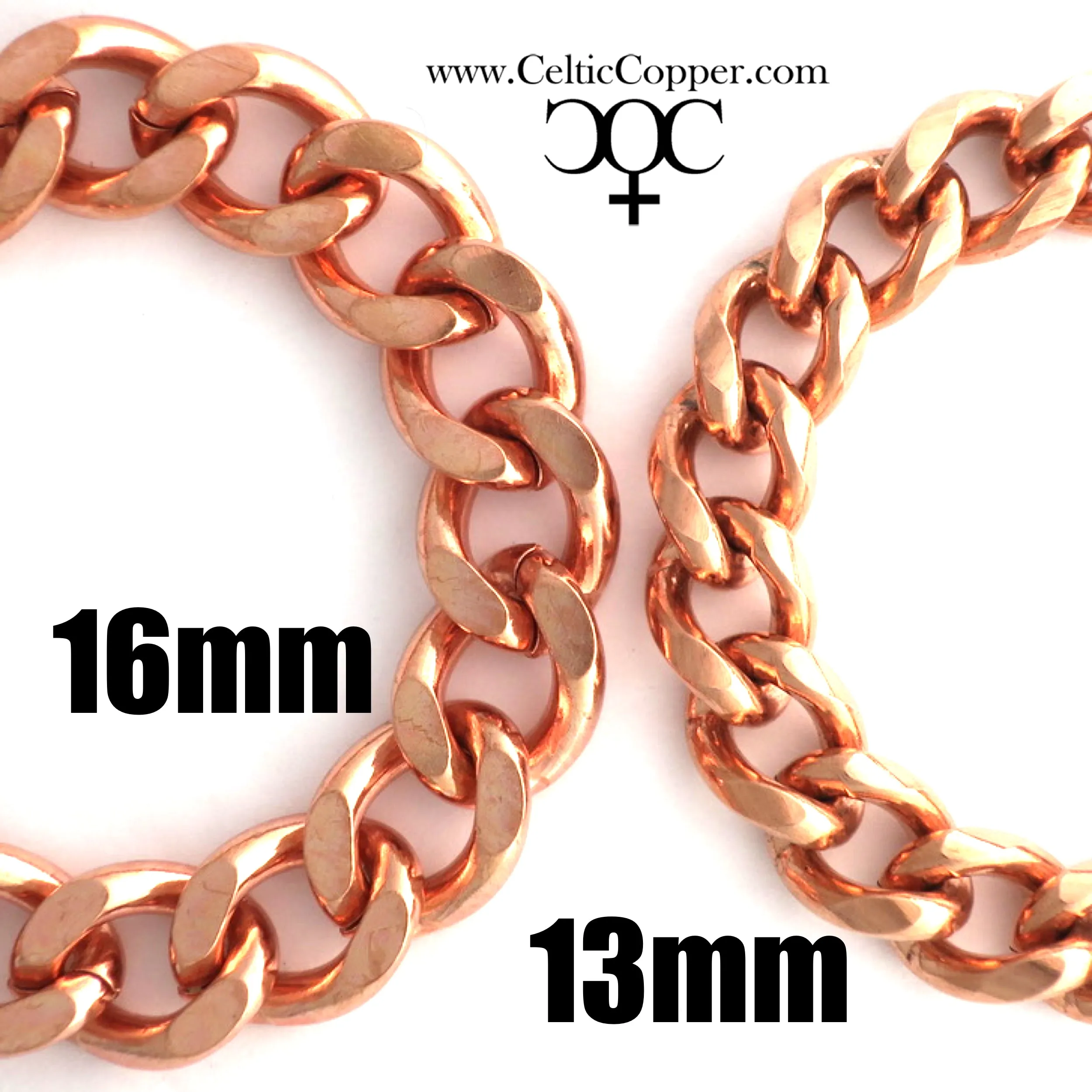 Men's Copper Chain Set Chunky 16mm Copper Cuban Curb Chain Set SET162 Solid Copper 20 Inch Copper Necklace Matching Bracelet Cha