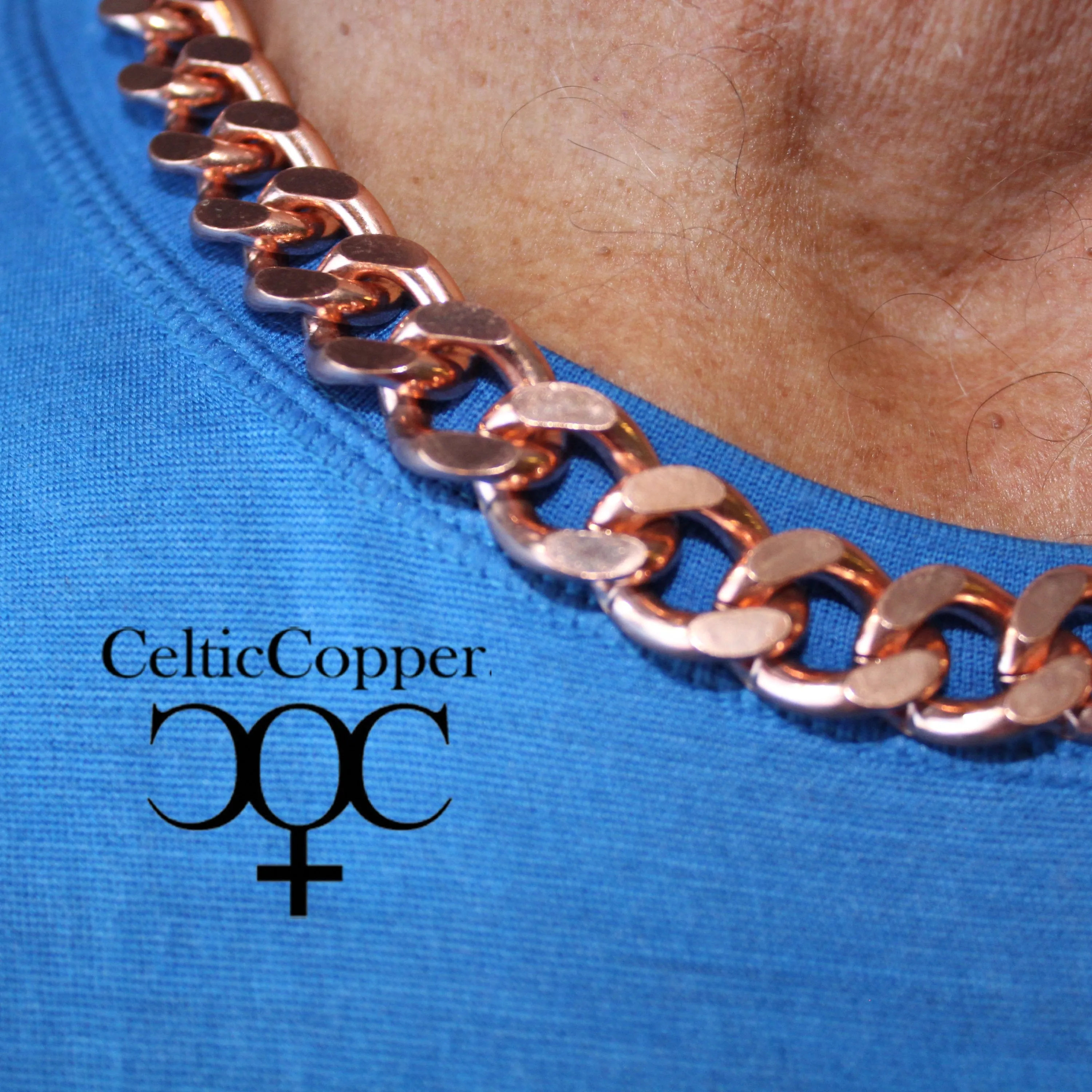 Men's Copper Chain Set Chunky 16mm Copper Cuban Curb Chain Set SET162 Solid Copper 20 Inch Copper Necklace Matching Bracelet Cha