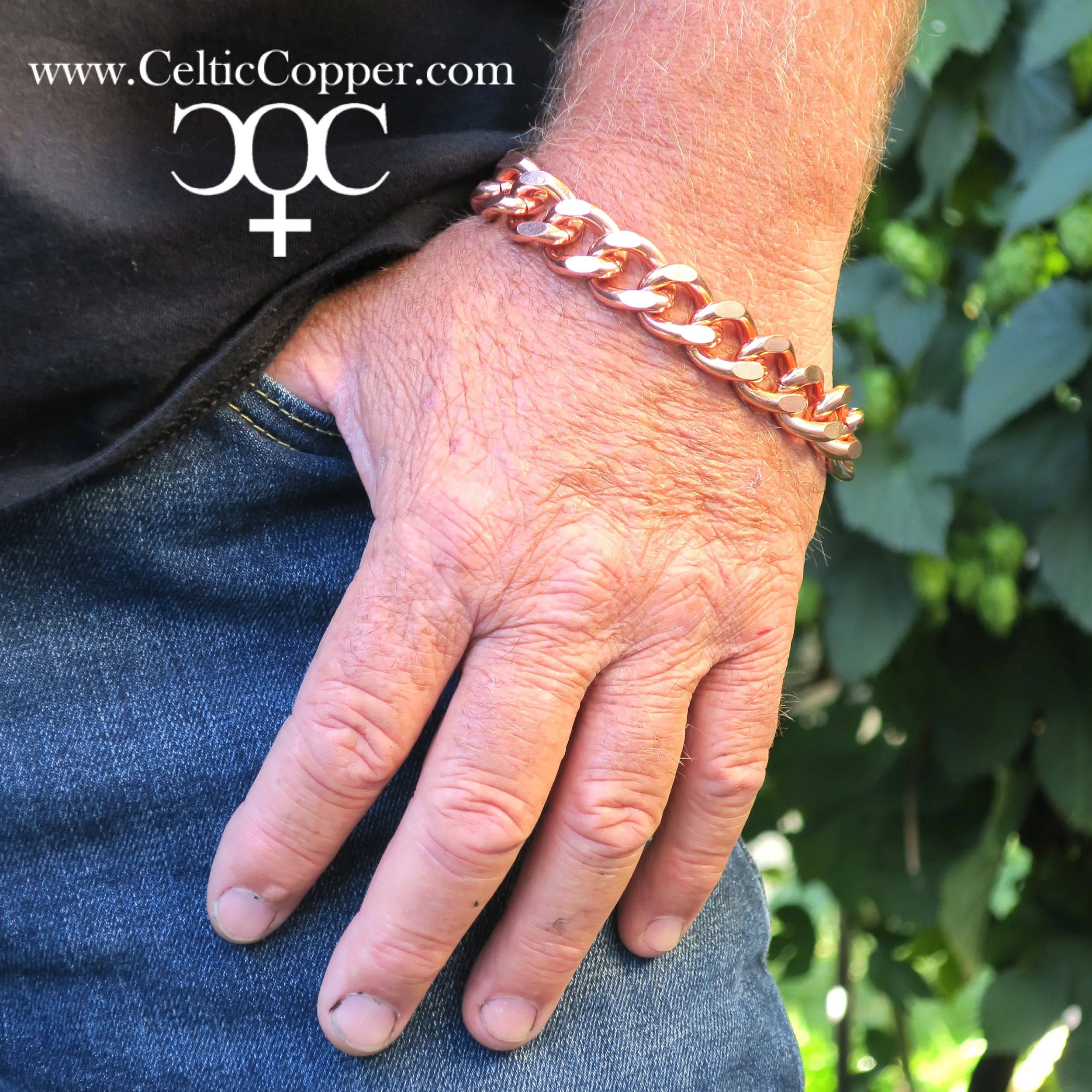 Men's Copper Chain Set Chunky 16mm Copper Cuban Curb Chain Set SET162 Solid Copper 20 Inch Copper Necklace Matching Bracelet Cha