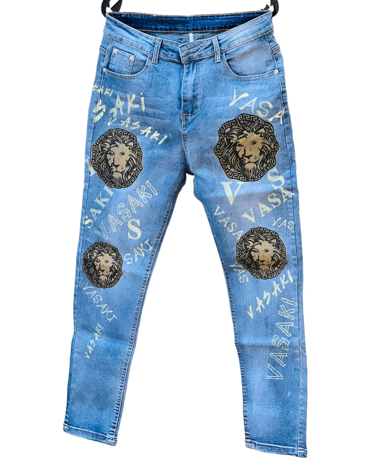 Denim Lion Print Jeans for Men S4807193