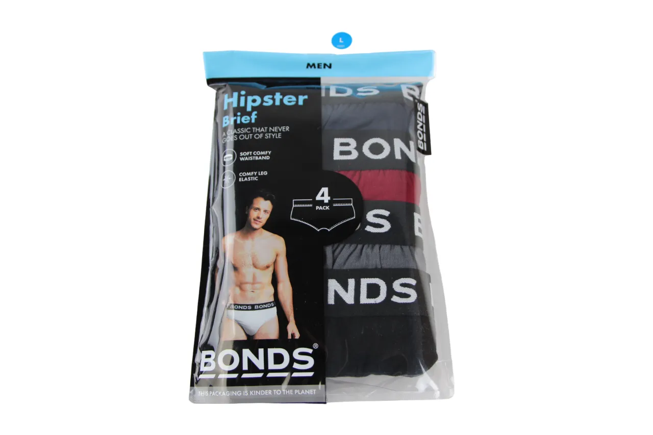 Men's Multicolored Hipster Briefs Pack of 4 with Black Waistband