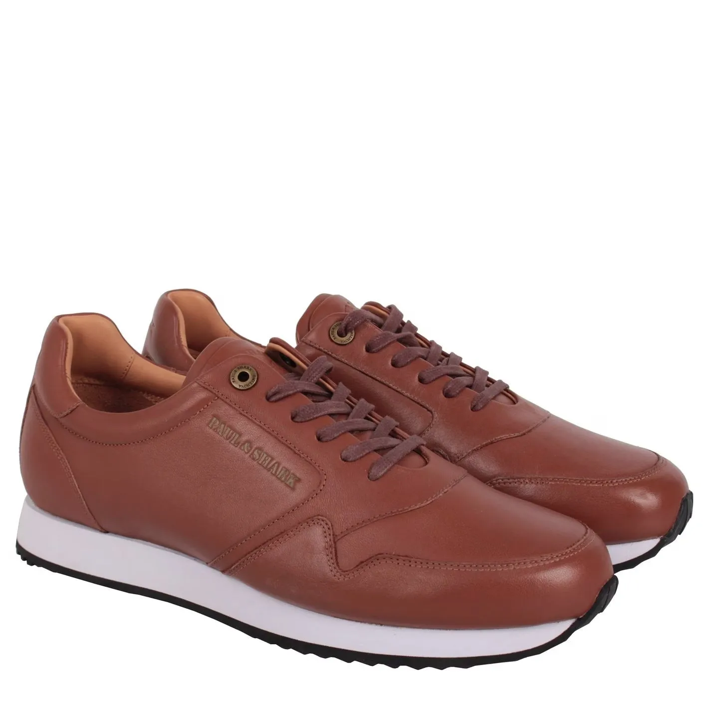 Mens Paul & Shark Yachting Tigre Trainers in Tan/White