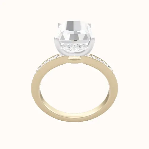 Micropave Engagement Ring With Low Set Pave  Hidden Halo Head