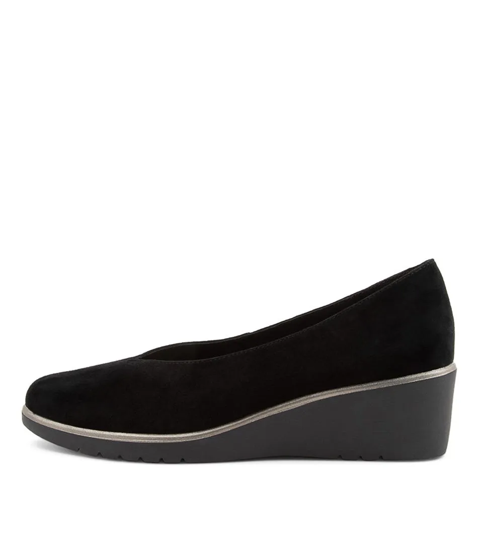 Umer Black Suede Wedges