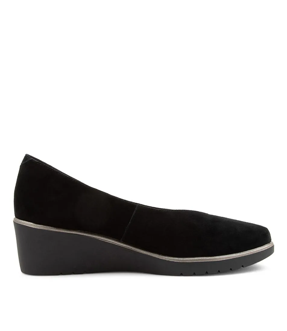 Umer Black Suede Wedges