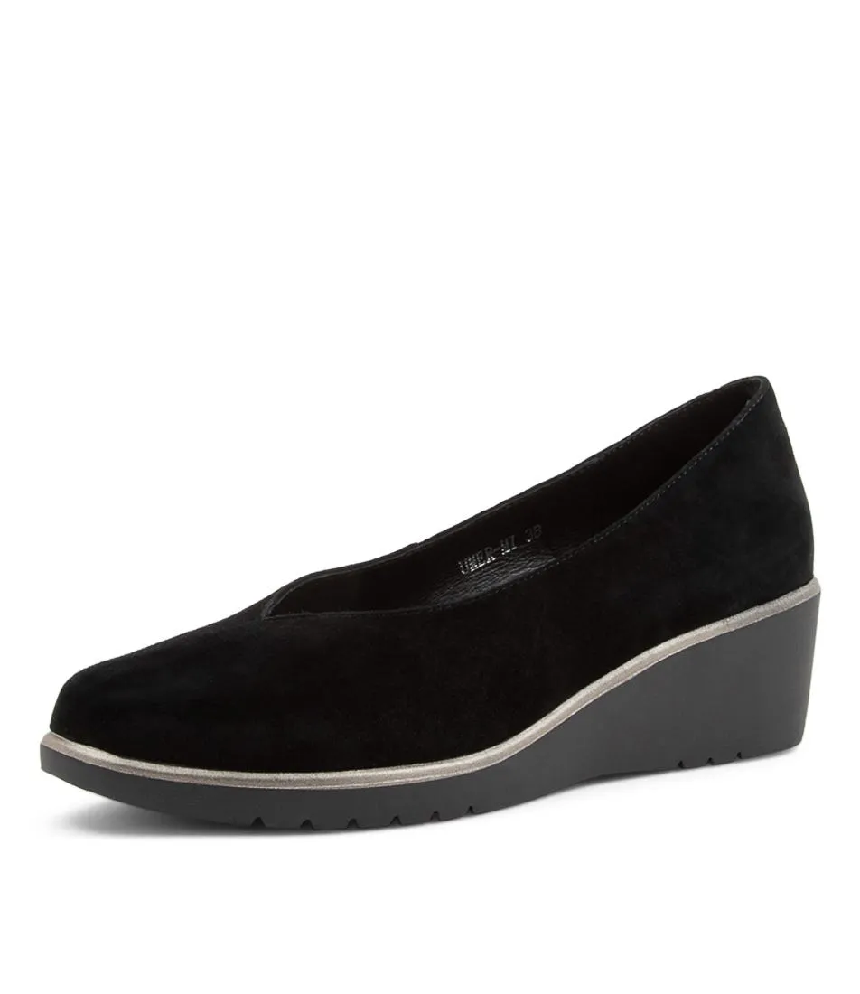 Umer Black Suede Wedges