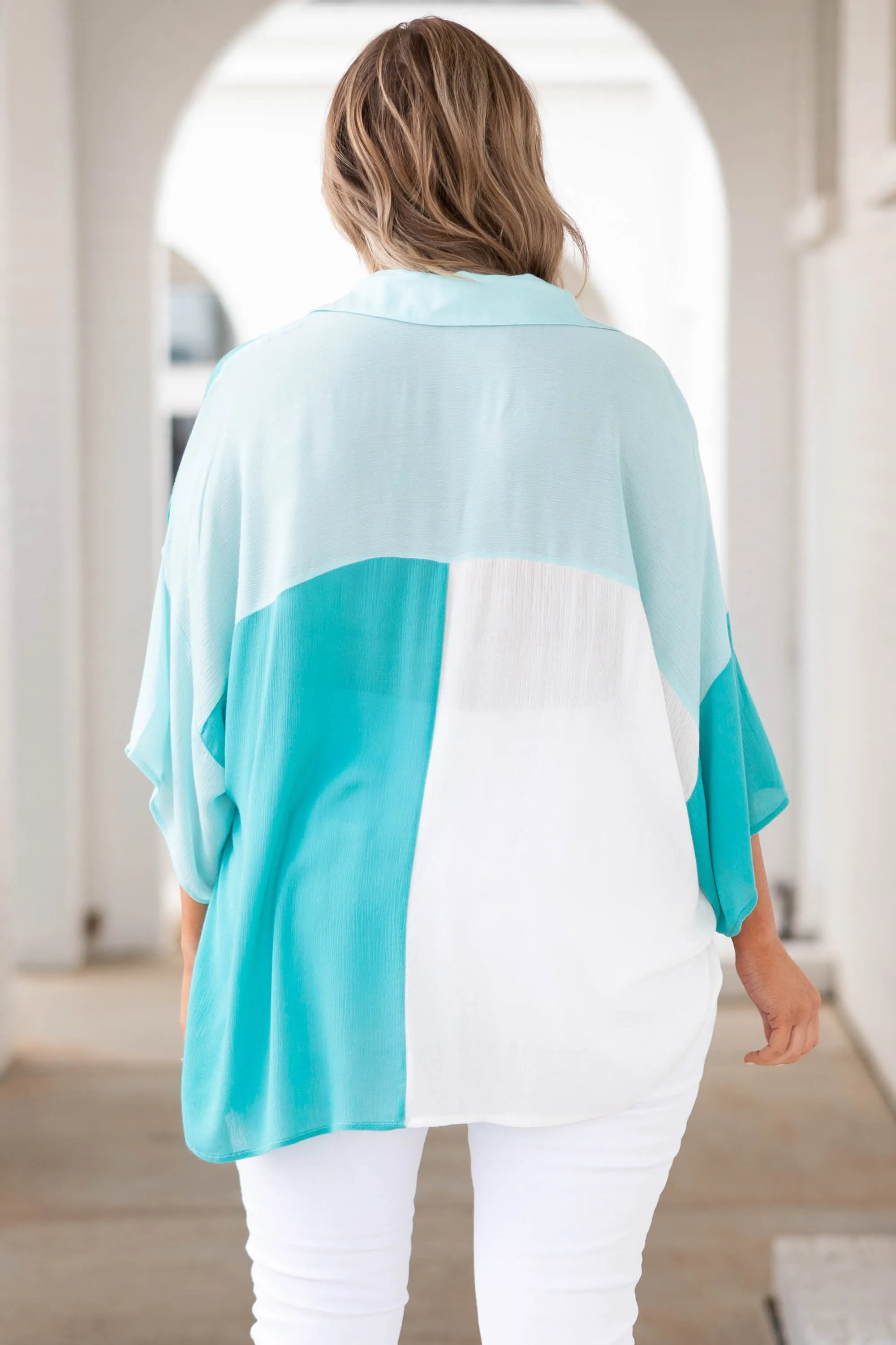 Mint Multicolor Block Top