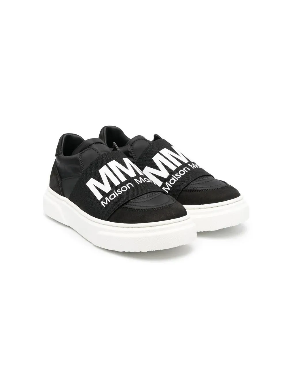 Mm6 Kids Logo Slip On Trainers in Black