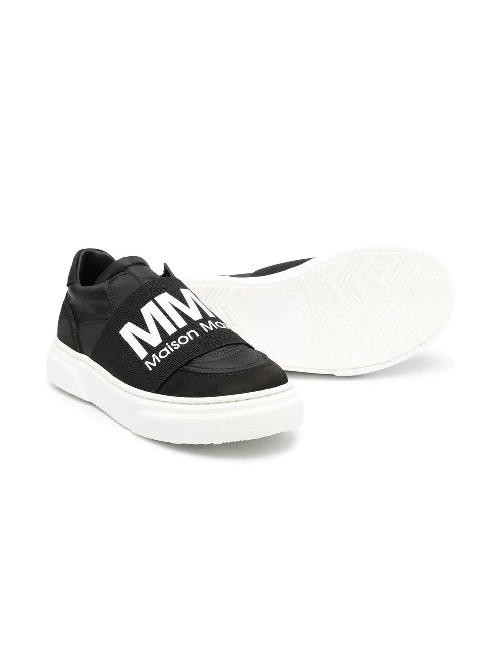 Mm6 Kids Logo Slip On Trainers in Black