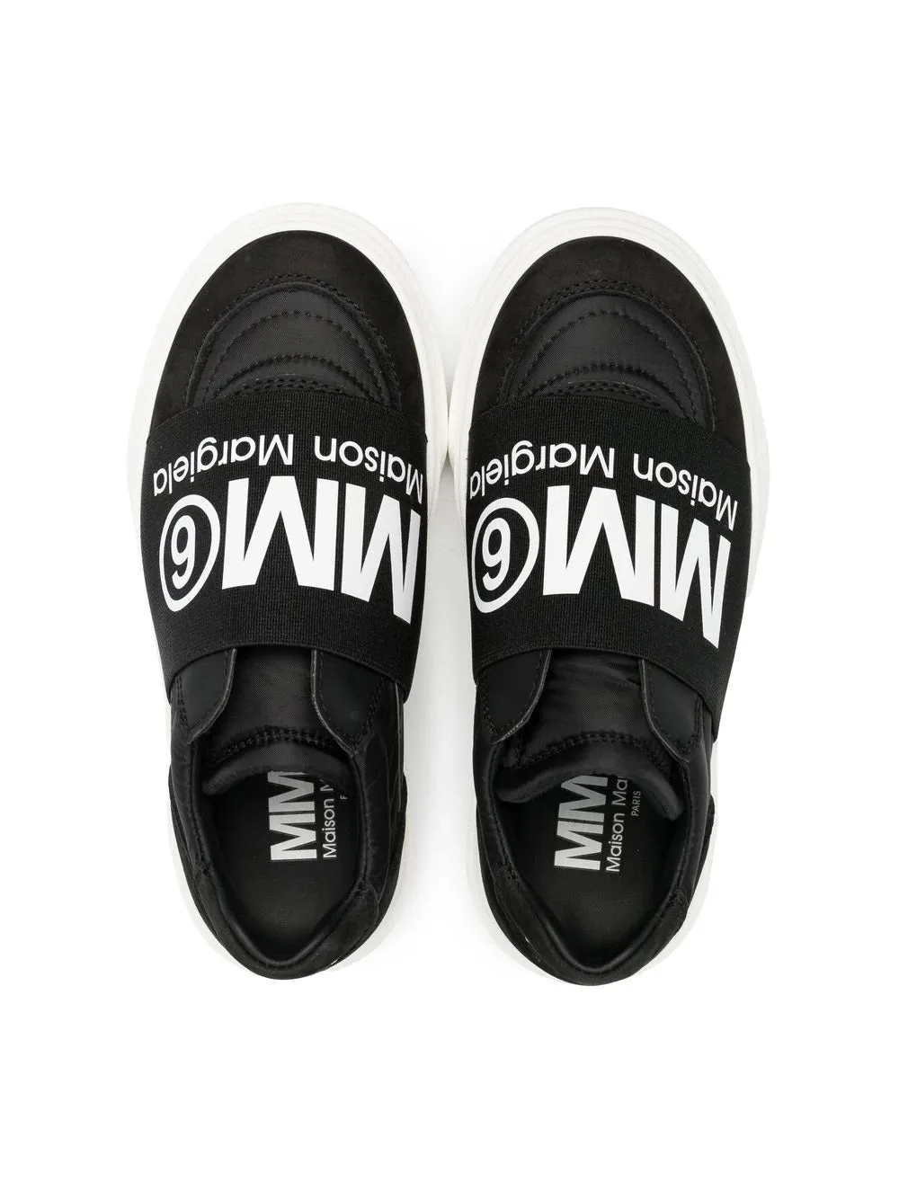 Mm6 Kids Logo Slip On Trainers in Black