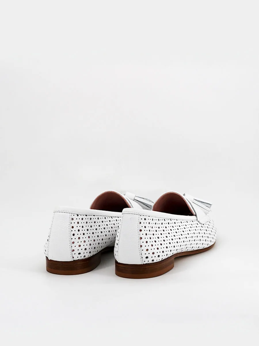 White perforated leather loafers by Enna.