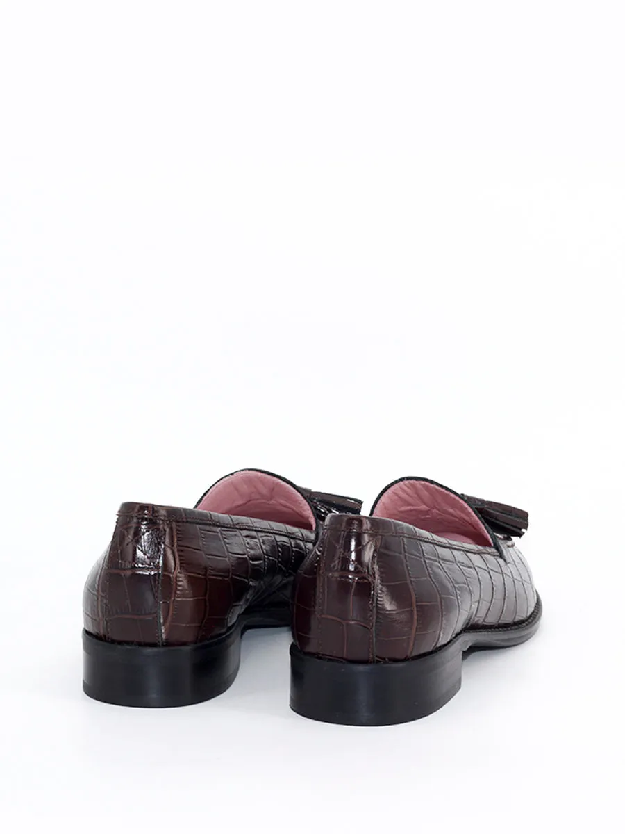 Brown coconut leather tassel Ibiza loafers.