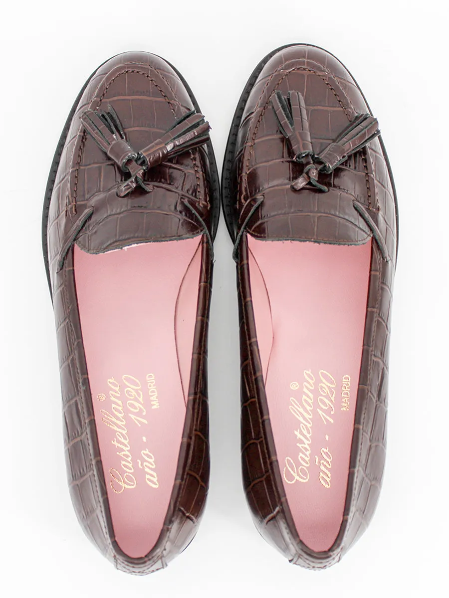 Brown coconut leather tassel Ibiza loafers.