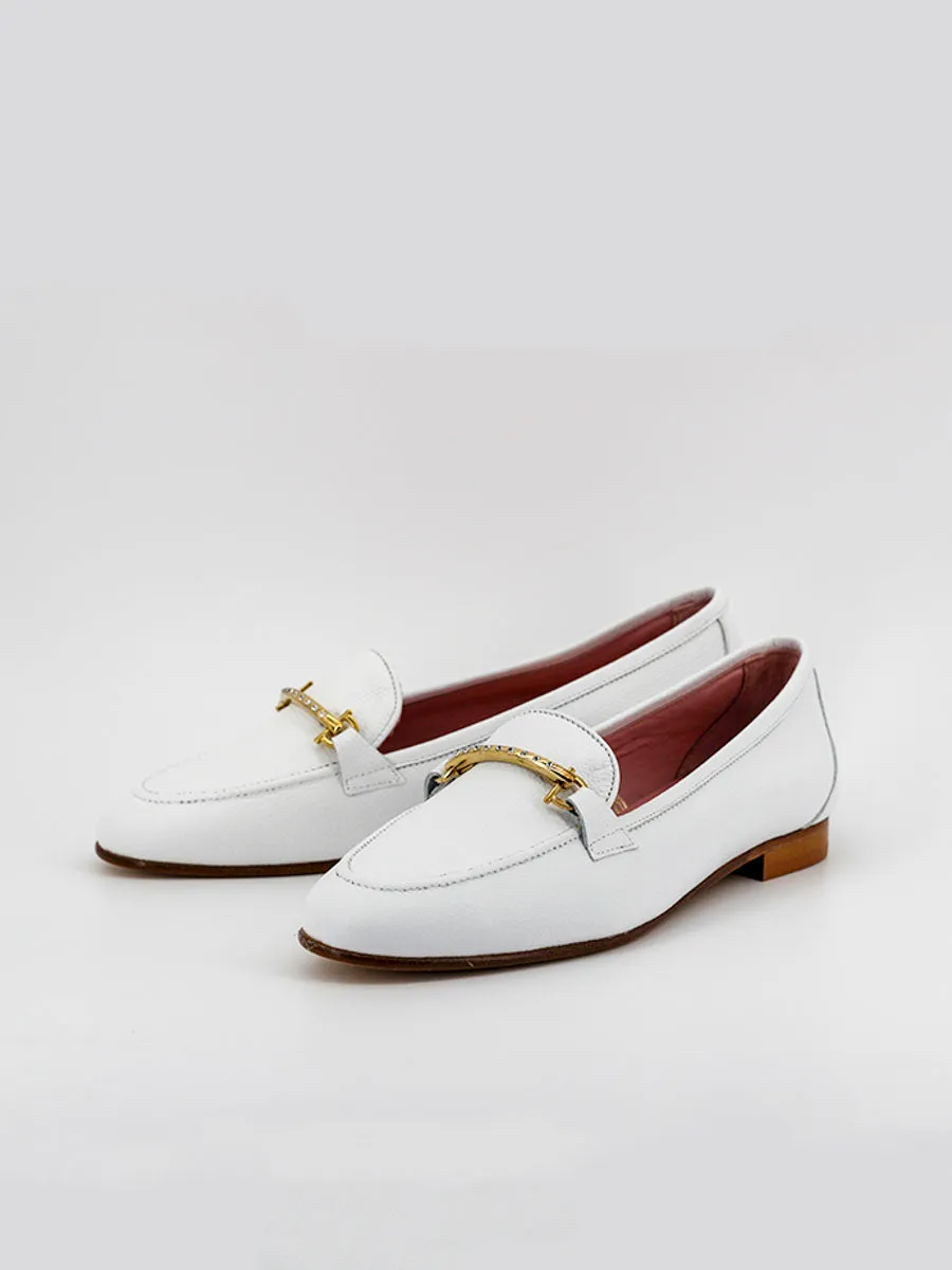 White leather Nancy moccasins