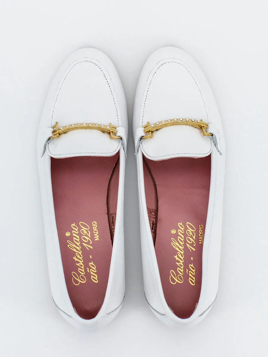 White leather Nancy moccasins