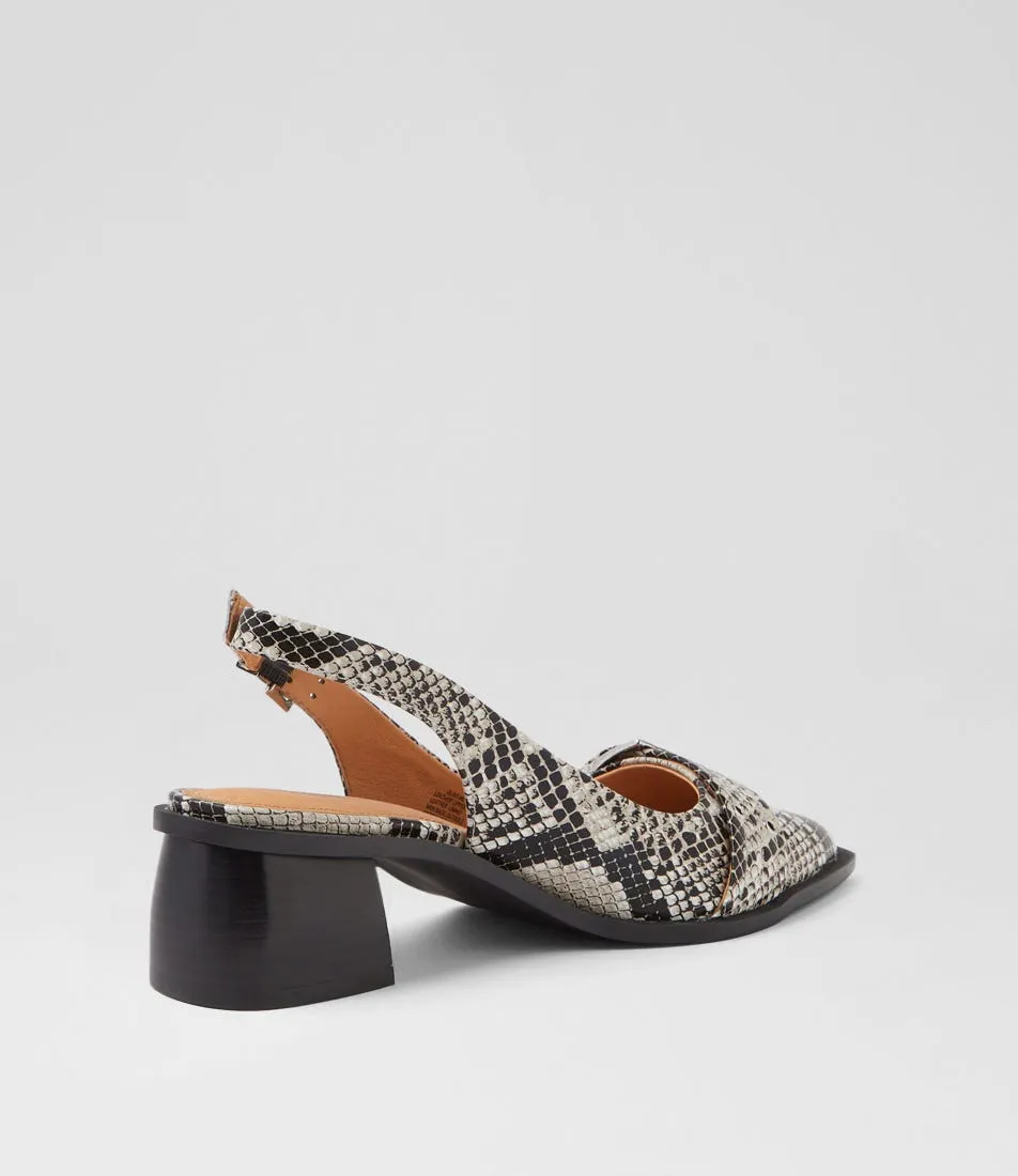 MOLLINI Glint Black Grey Snake Heels