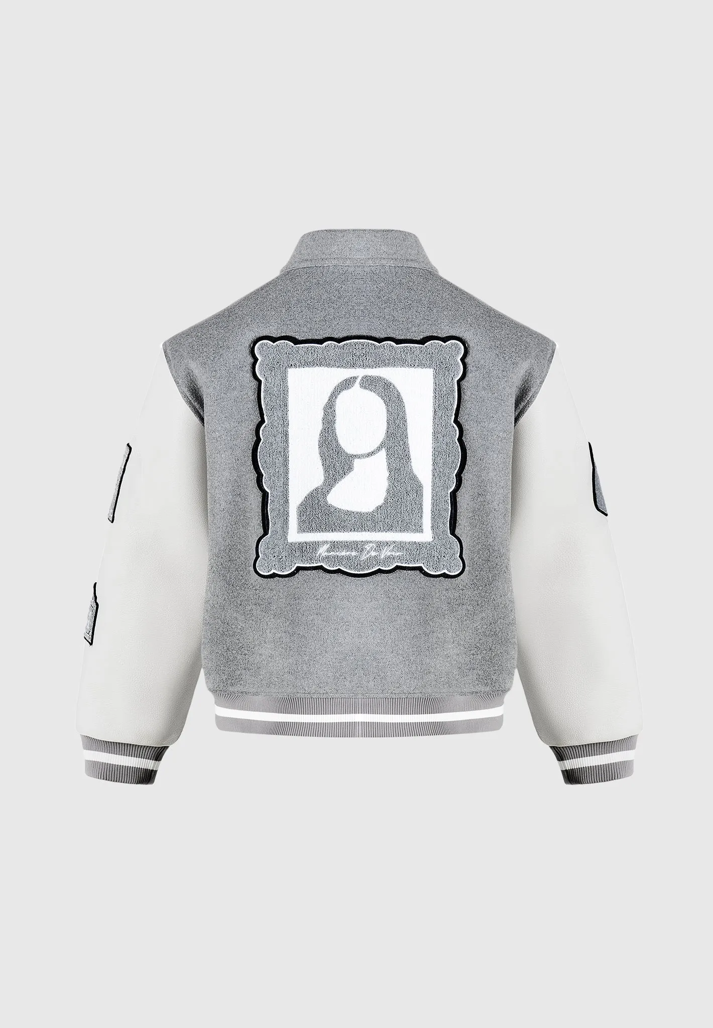 Mona Lisa Wool Blend Varsity Jacket - Grey