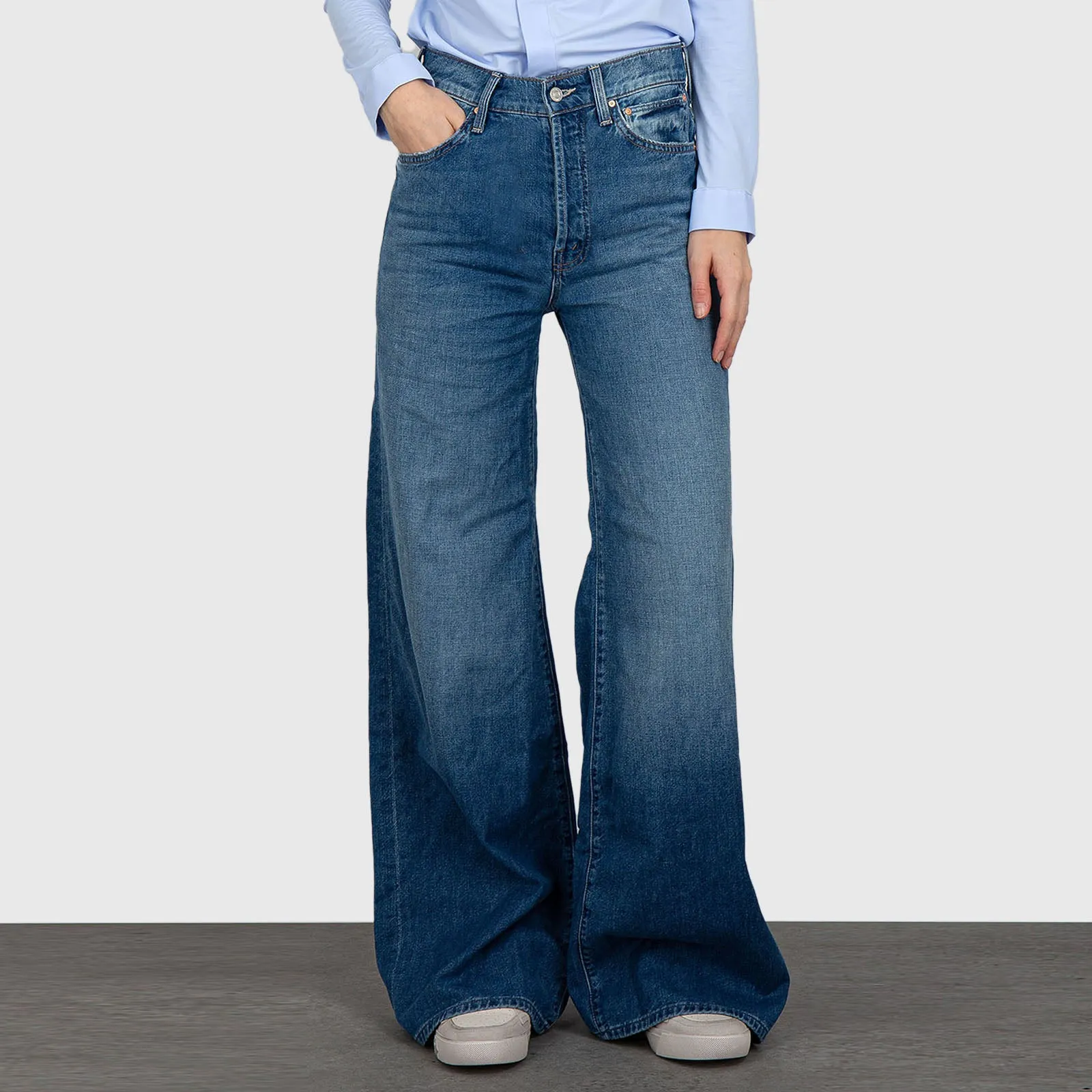 Mother The Ditcher Roller Sneak Superior Blue Medium Women's Jeans