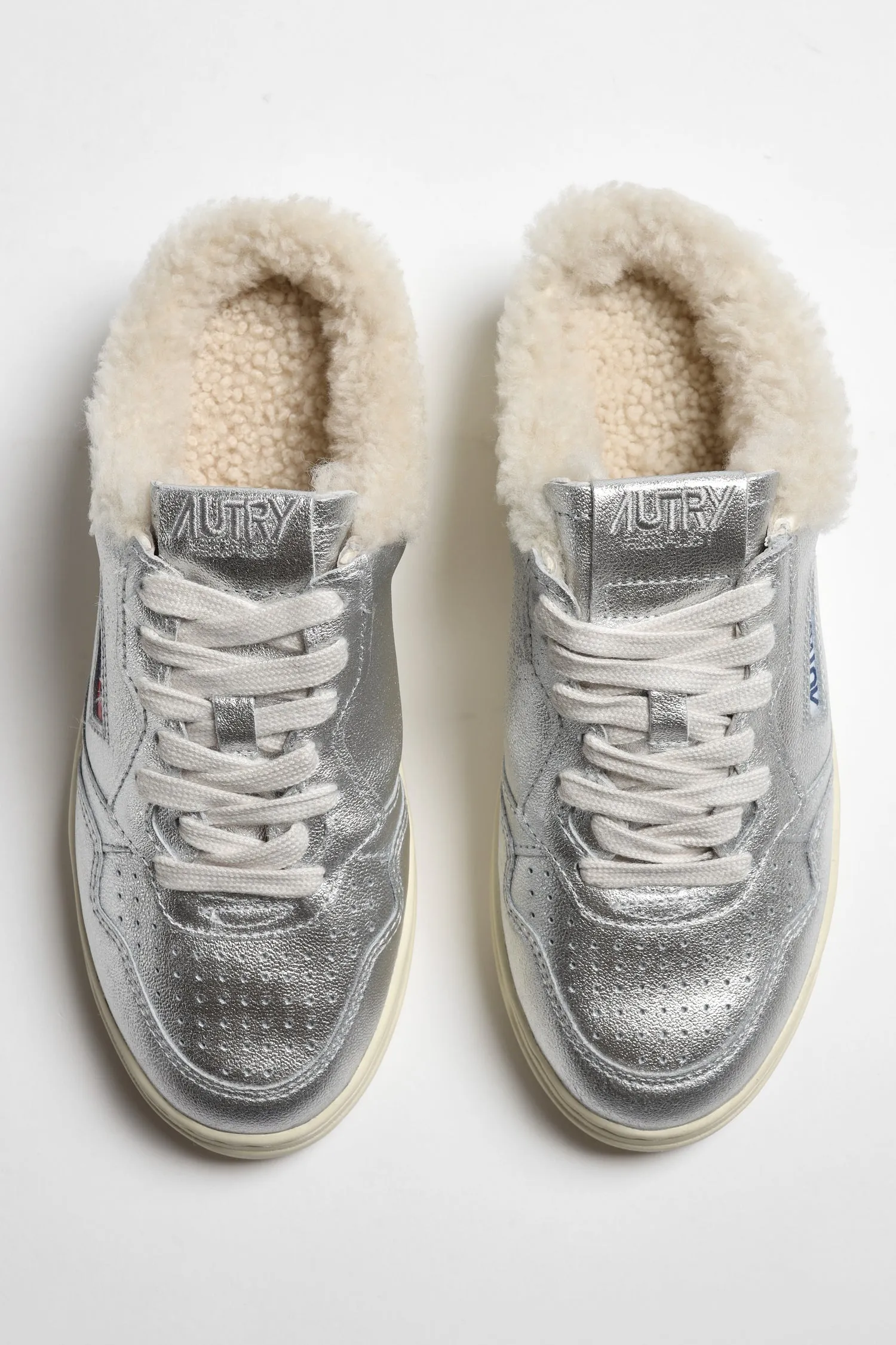 Mules Low in Shearling/Silber