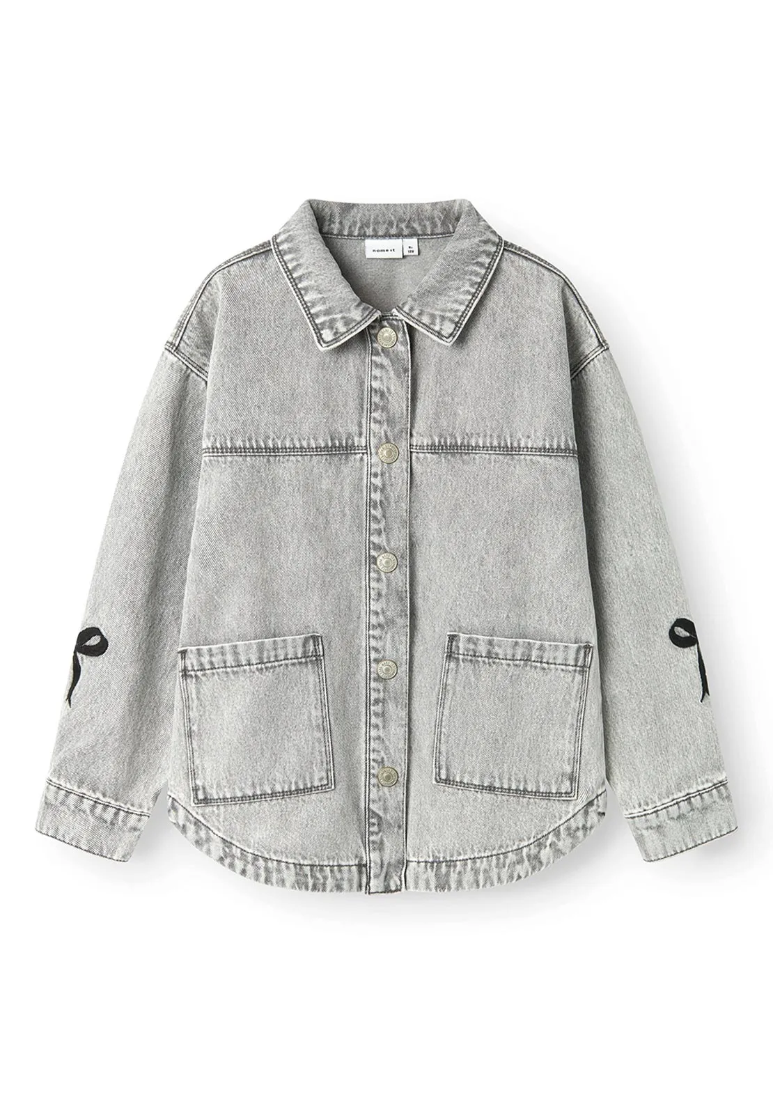 Name It Kid Girl Gloria Denim Shacket, Light Grey Denim