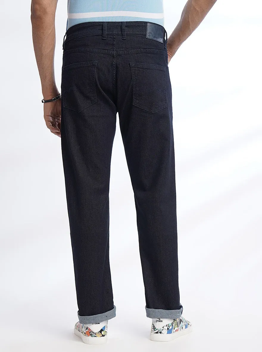 Navy Blue Washed Straight Fit Jeans | Greenfibre