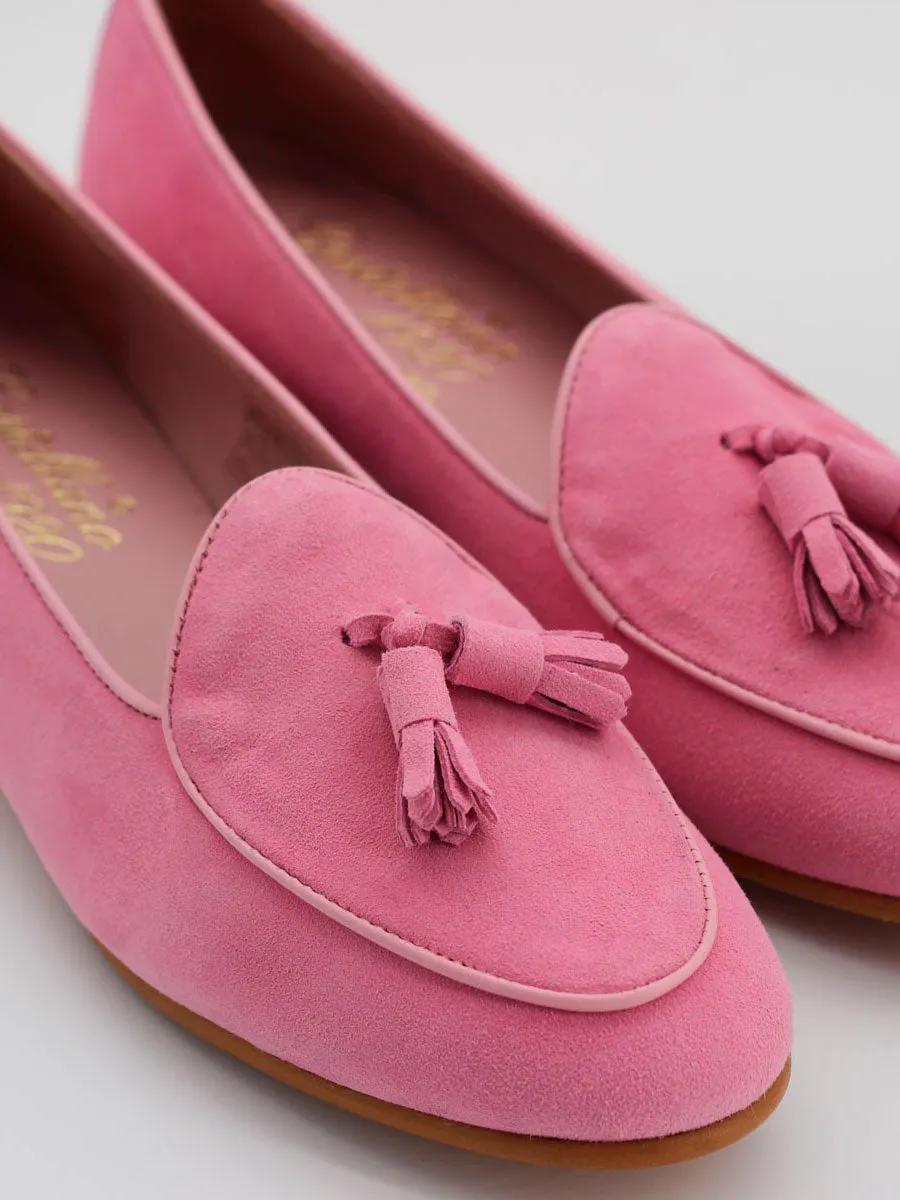 Nervi Women's Pink Suede Loafers with Tassel Embellishment