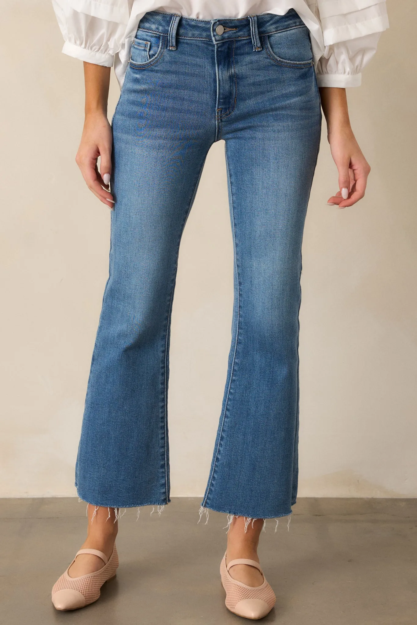 Nightfall Spark Medium Wash Cropped Flare Jeans