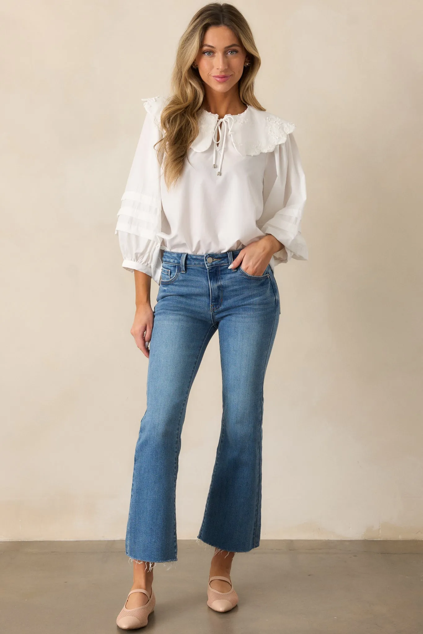 Nightfall Spark Medium Wash Cropped Flare Jeans