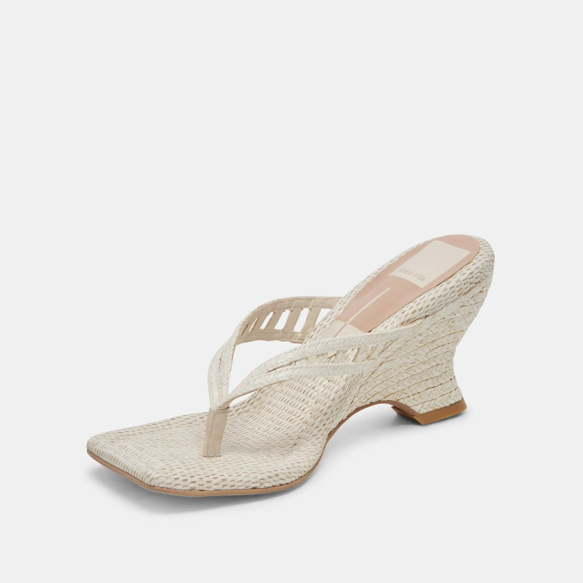 NULLAH WEDGES OATMEAL RAFFIA