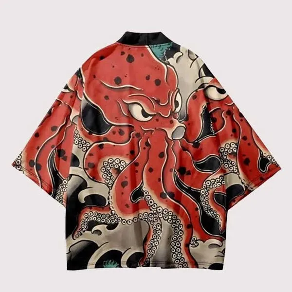 Octopus Pattern Kimono Outerwear