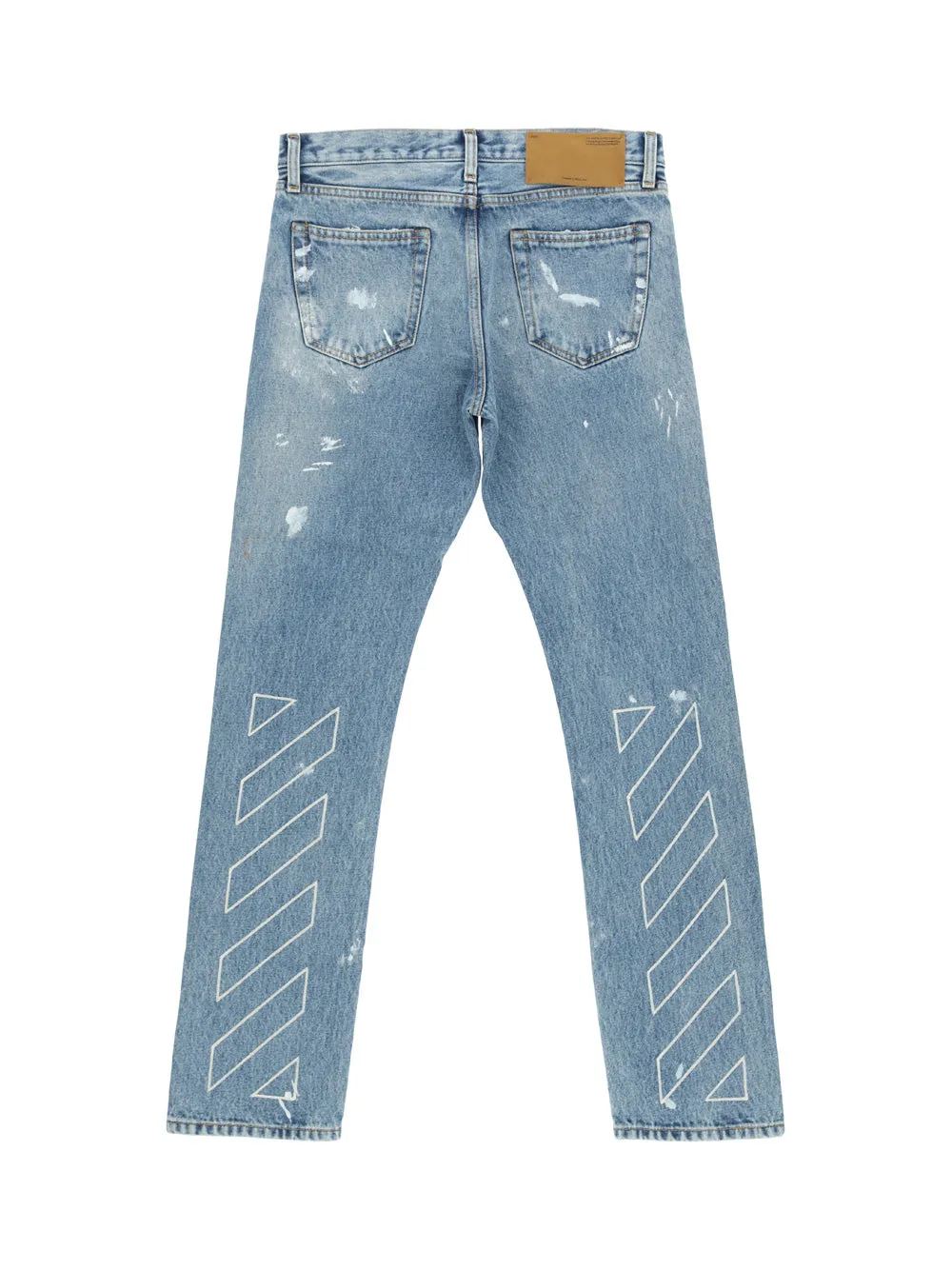 Off-White Denim Pants with Logo Patch